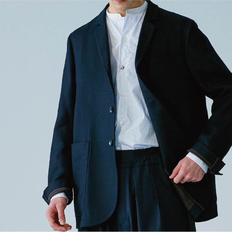 Tailored 3button middle jacket_Navy