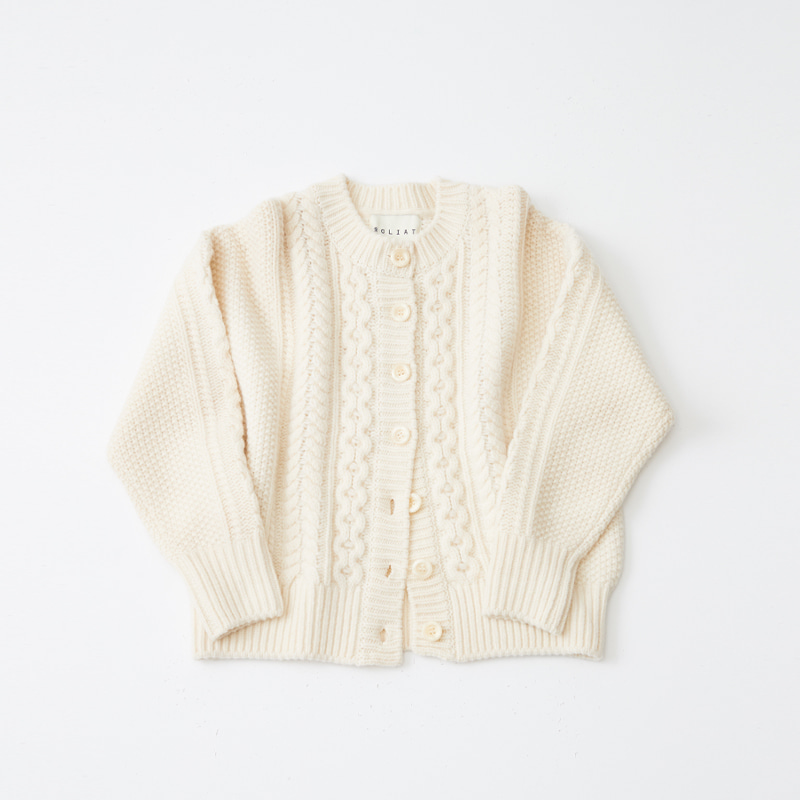 Lambswool aran knit cardigan_Ivory