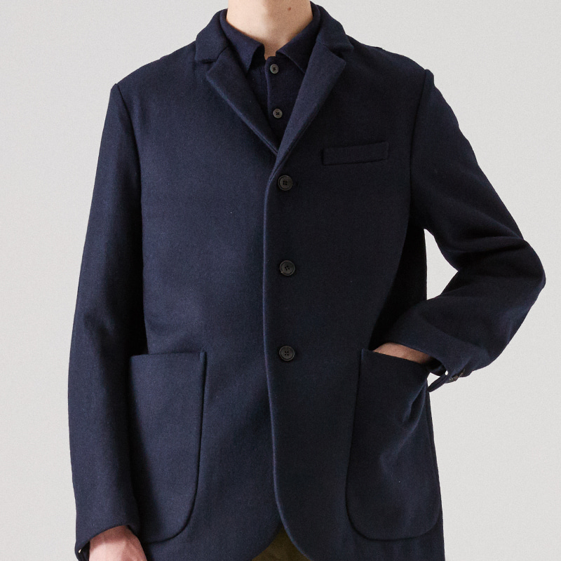 Tailored 3 button single middle jacket_Navy