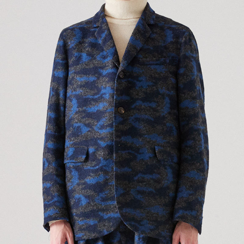 Tailored 3 button single middle jacket_Navy camo