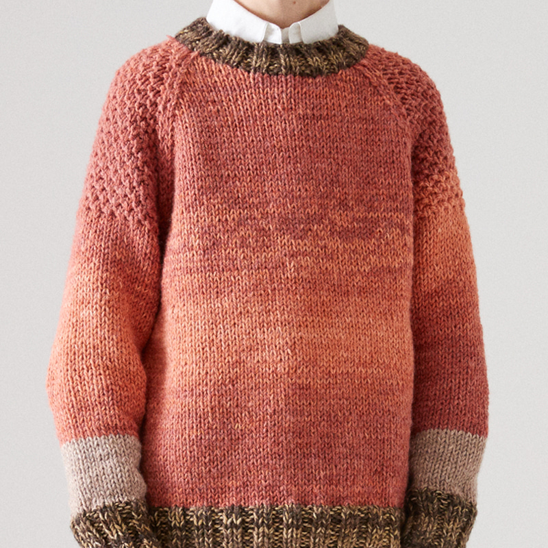Oversized hand knit pullover_Salmon