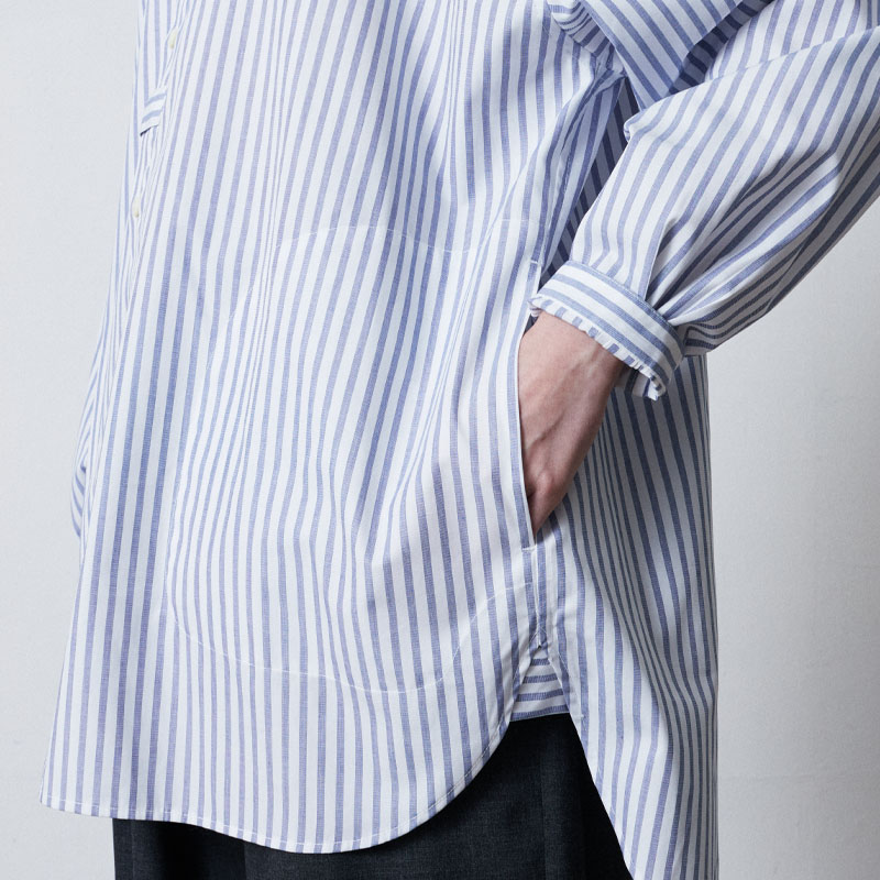 Detachable-collar coloration overfit shirts_Stripe