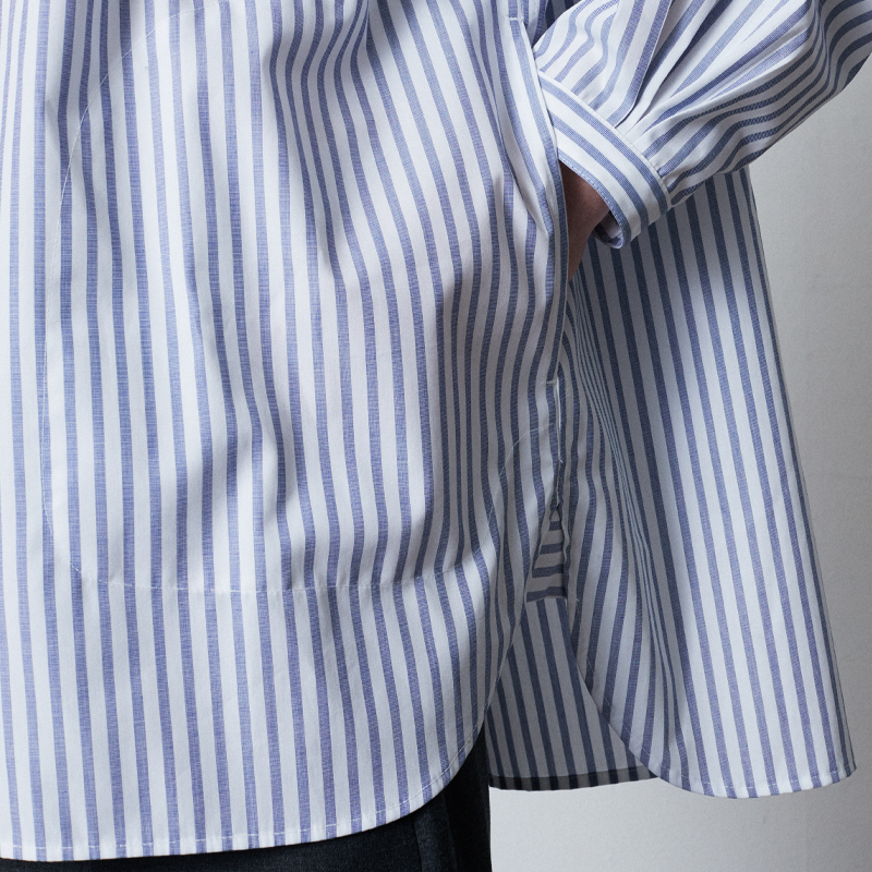 Detachable-collar coloration overfit shirts_Stripe