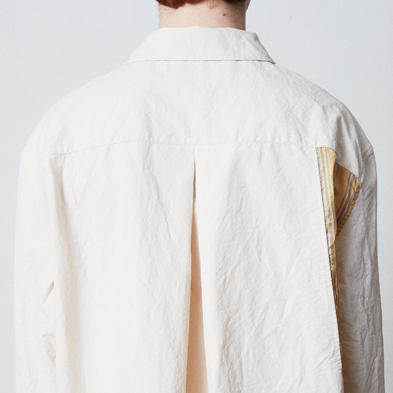 Wing collar silk coloration shirts jacket_Ivory