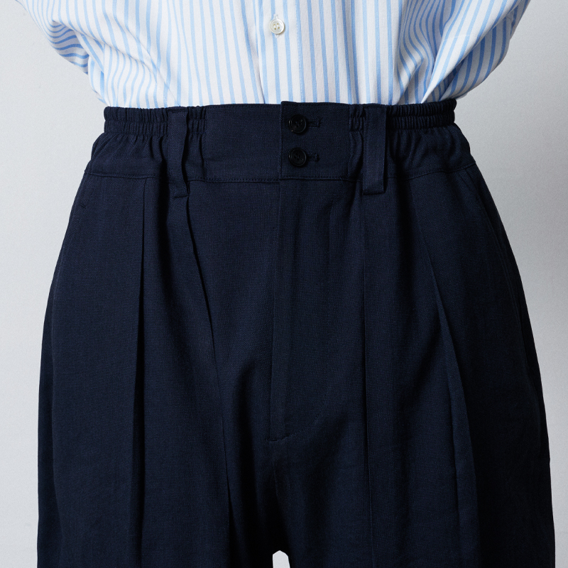 Two button banding string pants_Navy