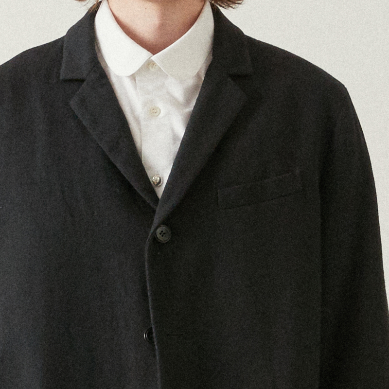 Tailored 3 button single middle jacket_Black