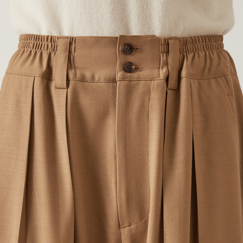 Two button banding string pants_Beige